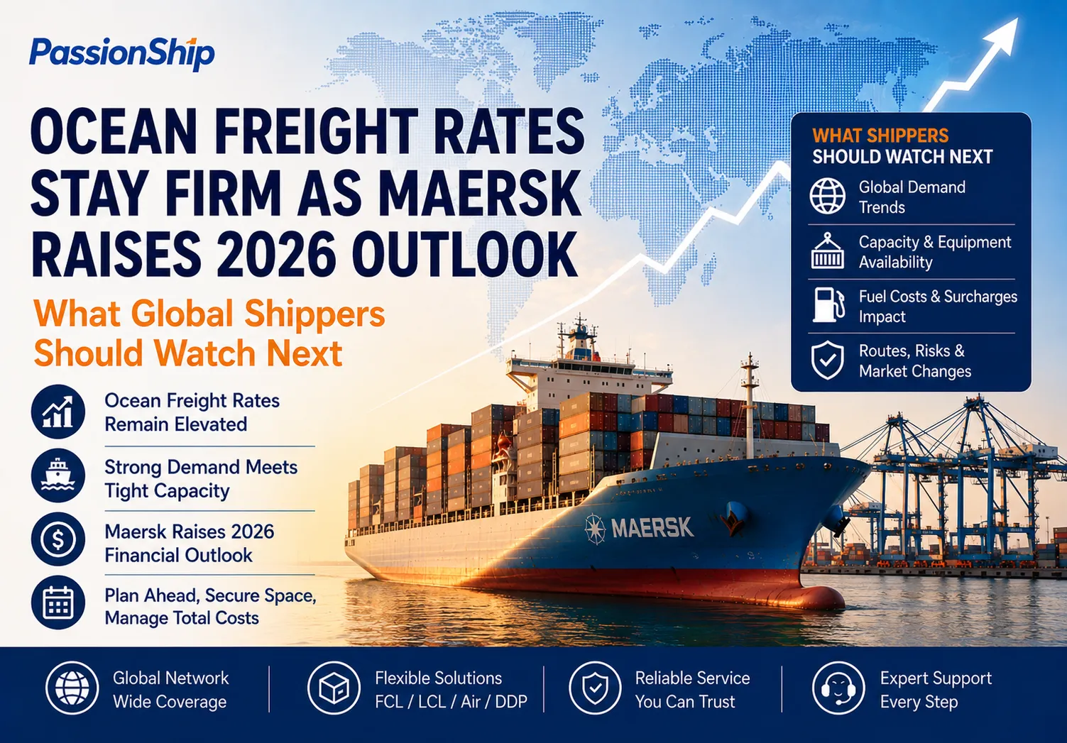 Ocean Freight Rates Stay Firm as Maersk Raises 2026 Outlook: What Global Shippers Should Watch Next