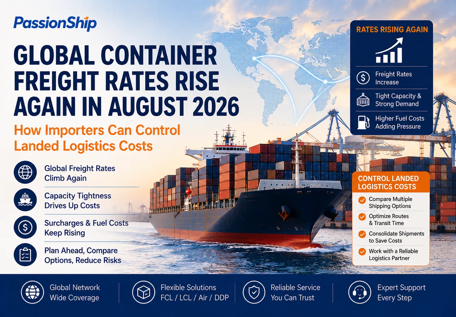 Global Container Freight Rates Rise Again in August 2026: How Importers Can Control Landed Logistics Costs
